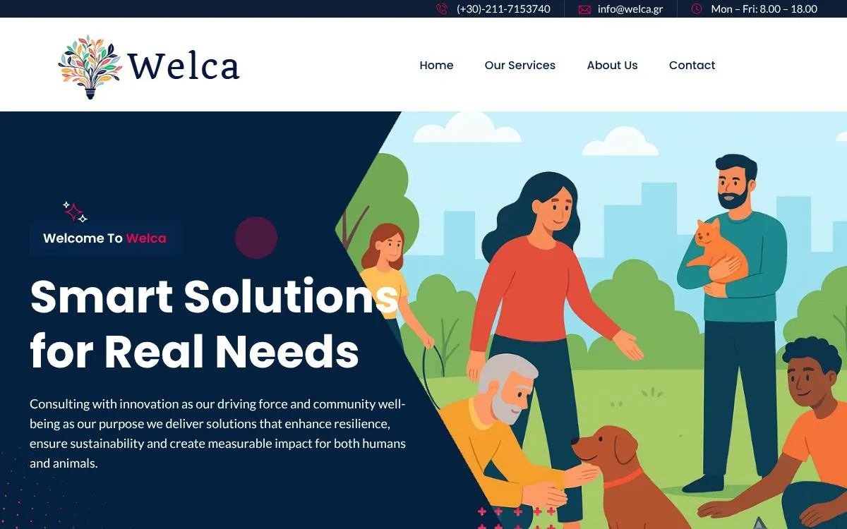 Welca website homepage